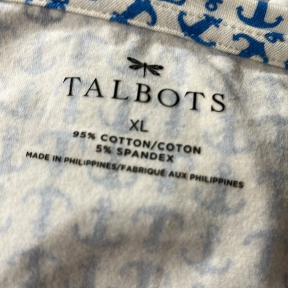 Talbots quarter. Sleeve T-shirt, and NWOT anchor pattern white, and Blue XL - Picture 5 of 5